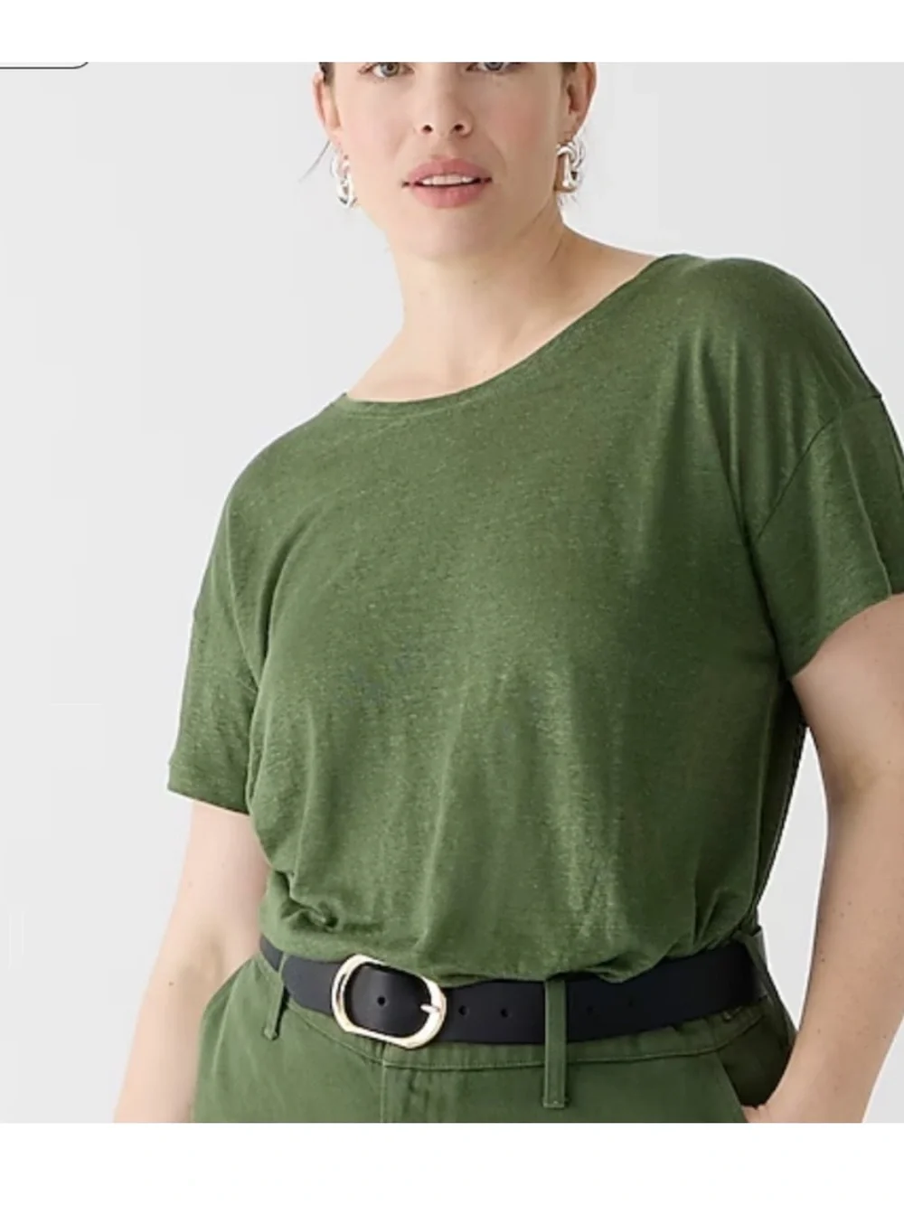 J. Crew Olive Green Linen Pull-On Shorts and Linen T-shirt